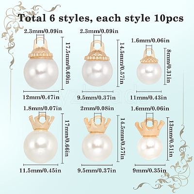 60Pcs 6 Styles Alloy Pendants FIND-SC0009-68-1