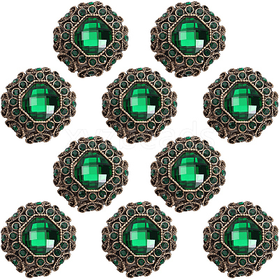 10Pcs 1-Hole Alloy Rhinestone Shank Button BUTT-GF0003-54-1