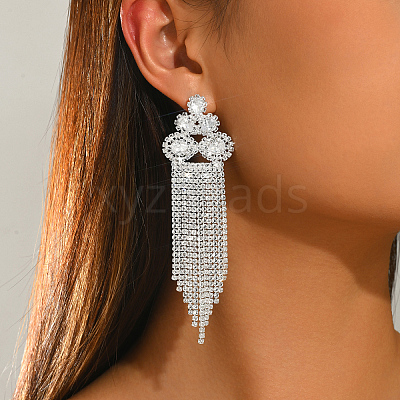 Brass Rhinestone Stud Earrings for Women LM8742-1