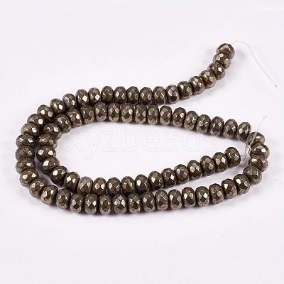 Natural Pyrite Beads Strands G-L051-8x5mm-01-1