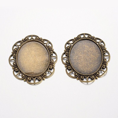 Oval Tibetan Style Alloy Cabochon Settings PALLOY-K109-78AB-NR-1