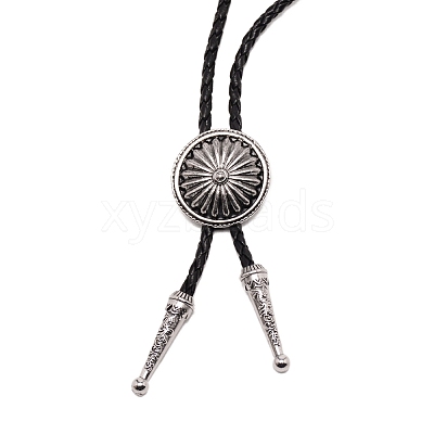 Engraved Flat Round Laria Necklace for Men Women NJEW-WH0011-15AS-1