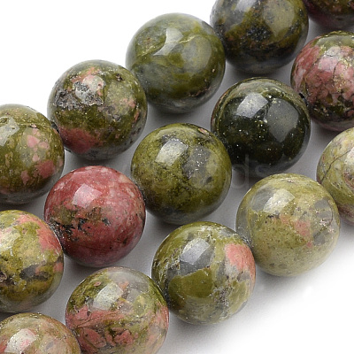 Natural Unakite Beads Strands G-S259-14-6mm-1