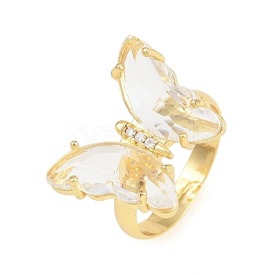 Brass Micro Pave Cubic Zirconia Finger Rings GL-CBA65A8-01G-15-1