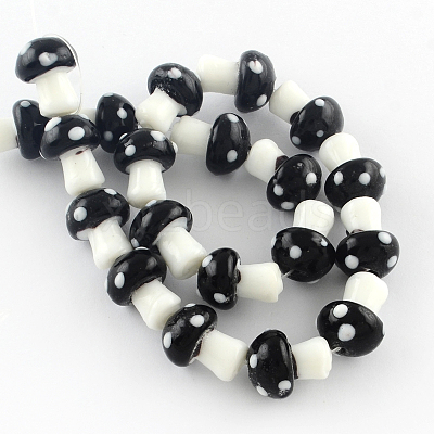Mushroom Handmade Lampwork Beads Strands X-LAMP-R116-11-1