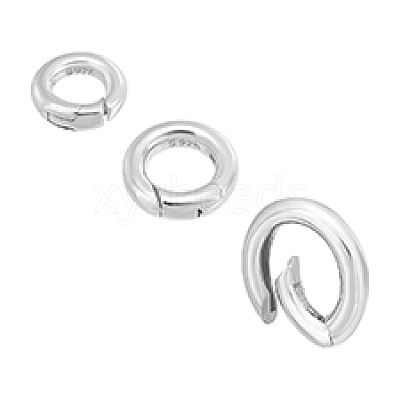 3Pcs 3 Styles 925 Sterling Silver Spring Gate Rings FIND-PH0023-41-1
