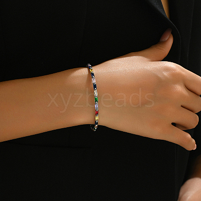 Elegant Brass Cubic Zirconia Chain Bracelets for Women's Daily Wear DT7615-5-1