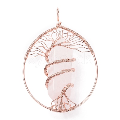 Natural Rose Quartz Big Pendants G-F702-02RG-A-1