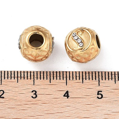 Ion Plating(IP) 304 Stainless Steel Rhinestone European Beads STAS-A092-10S-G-1