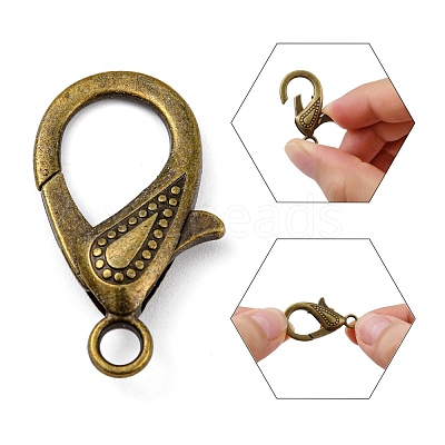 Tibetan Style Alloy Lobster Claw Clasps X-PALLOY-O027-AB01-1