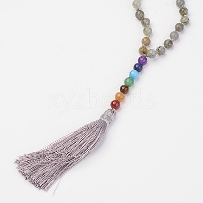 Labradorite Beaded and Gemstone Beaded Necklaces NJEW-P148-02-1