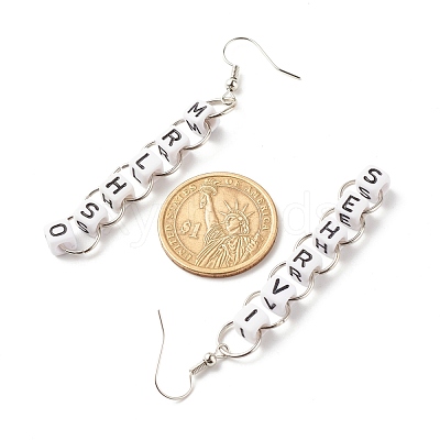 Word Ivrhes Long Brass Dangle Earrings for Women EJEW-JE04753-1