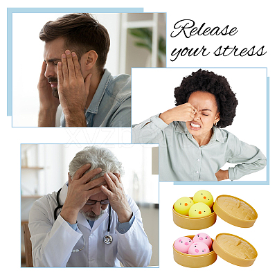 2 Sets 2 Colors TPR Imitation Steamed Stuffed Bun Stress Toy AJEW-DR0001-38-1