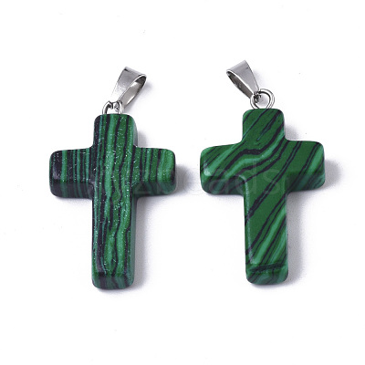 Synthetic Malachite Pendants G-J354-01A-1
