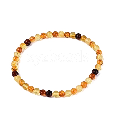 Natural Amber Beaded Stretch Bracelets BJEW-N041-04A-01-1