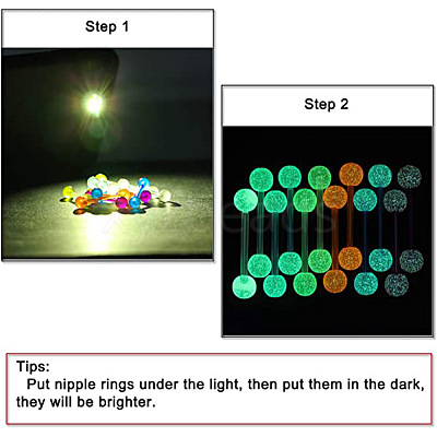36Pcs Glow in the Dark Acrylic Straight Barbell Tongue Rings Set FS-WG0C136-01-1