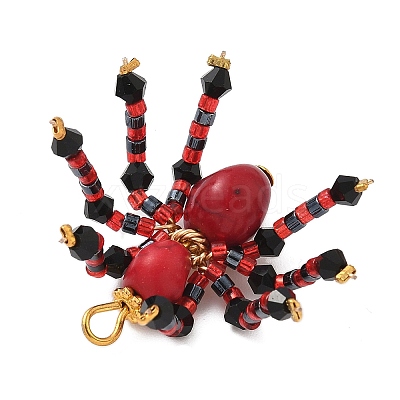 Halloween Theme Dyed Synthetic Turquoise & Glass Seed Beads Pendants PALLOY-MZ00774-1