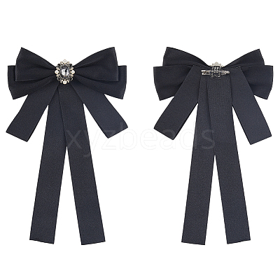 Bowknot Tie Polyester Rhinestone Brooches JEWB-WH20006-11-1
