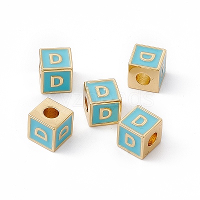 Rack Plating Brass Enamel Beads KK-B060-04G-06D-1