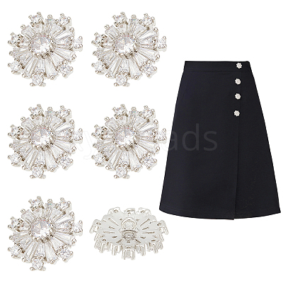 Brass Micro Pave Clear Cubic Zirconia Shank Buttons DIY-GA0003-57-1