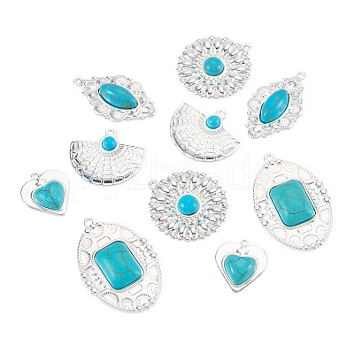 10Pcs 5 Styles Dyed Synthetic Turquoise Pendants STAS-TA0006-20-1