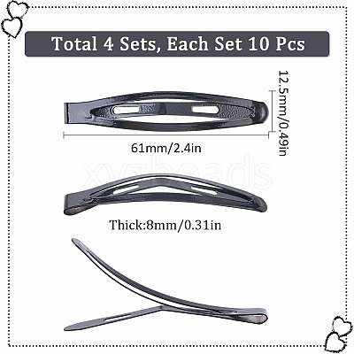 4 Sets Iron Snap Hair Clips AJEW-SC0003-37A-02-1