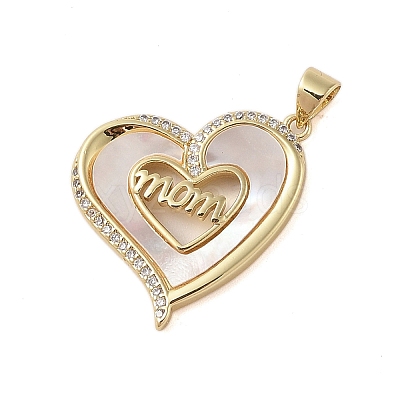 Brass Micro Pave Clear Cubic Zirconia Pendants KK-I712-51G-01-1