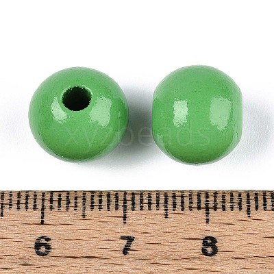 Spray Painted Round Natural Schima Wood Beads WOOD-A018-12mm-08-1