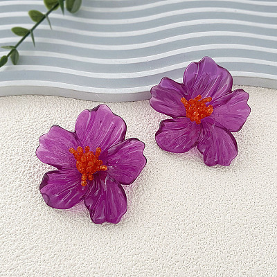 Flower Transparent Acrylic Stud Earrings FS-WGF3DA5-06-1