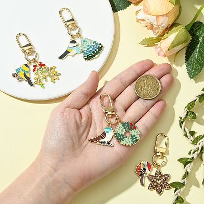 Birds Theme Alloy Enamel Pendant Decoration KEYC-YW00153-01-1