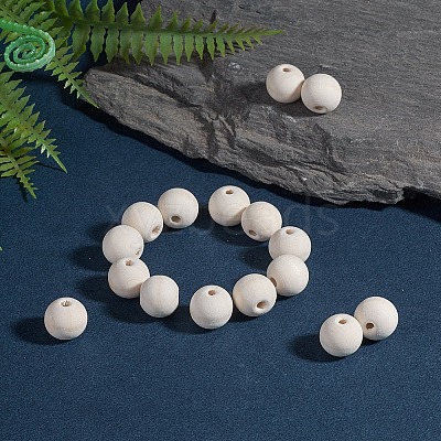 Natural Unfinished Wood Beads WOOD-S651-14mm-LF-1