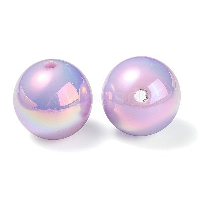 UV Plating Rainbow Iridescent Acrylic Beads PACR-E001-04E-1