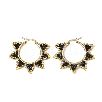 Glass Beaded Hoop Earrings EJEW-MZ00750-1