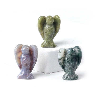 Natural Indian Agate Carved Healing Angel Figurines PW-WG73241-03-1