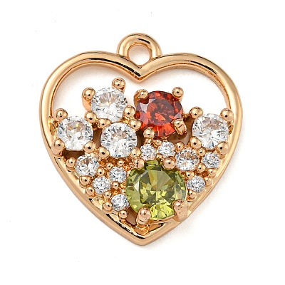 Brass Micro Pave Clear Cubic Zirconia Pendants ZIRC-U003-01G-02-1