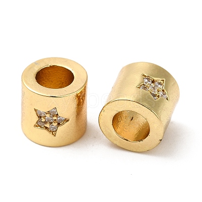 Rack Plating Brass Micro Pave Cubic Zirconia European Beads KK-K377-08G-1
