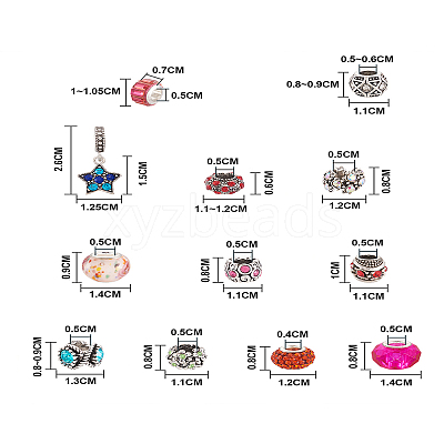 Alloy Rhinestone European Beads MPDL-TA0001-01-1