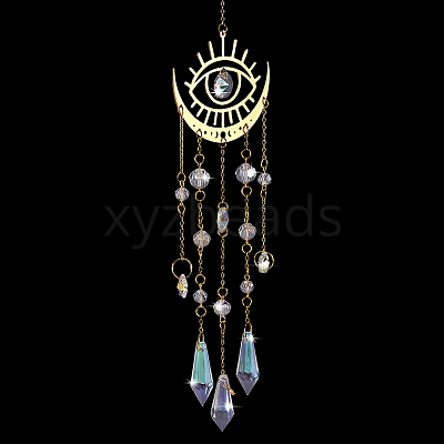1Pc Metal Moon Hanging Ornaments AJEW-CN0004-04A-1