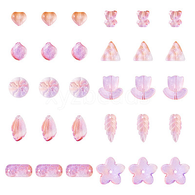 64Pcs Gradient Color Transparent Glass Beads GLAA-TA0003-48H-1