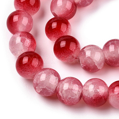 Crackle Baking Paint Imitation Jade Glass Beads Strands DGLA-T003-6mm-11-1
