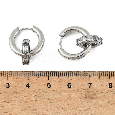 304 Stainless Steel Clear Cubic Zirconia Hoop Earrings EJEW-P343-01P-1