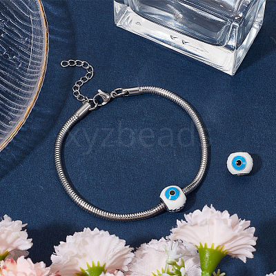 Anti-Tarnish 1Pc Rhodium Plated 925 Sterling Silver European Beads FIND-BBC0002-90-1