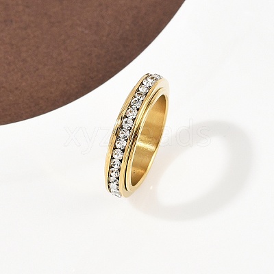 304 Stainless Steel Rhinestone Rotating Finger Rings RJEW-A074-01B-G-1