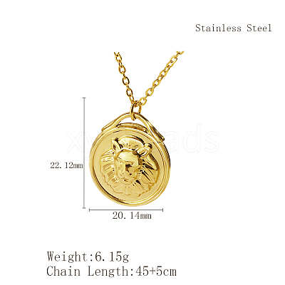 Stylish 304 Stainless Steel Lion Pendant Necklaces for Women TW3912-2-1