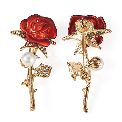 2Pcs Valentine's Day Rose Zinc Alloy Crystal Rhinestone Brooches JEWB-TADJ0001-02B-1