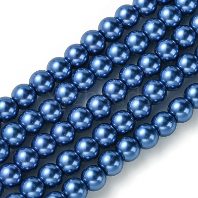 Eco-Friendly Dyed Glass Pearl Beads Strands HY-A008-6mm-RB087-1