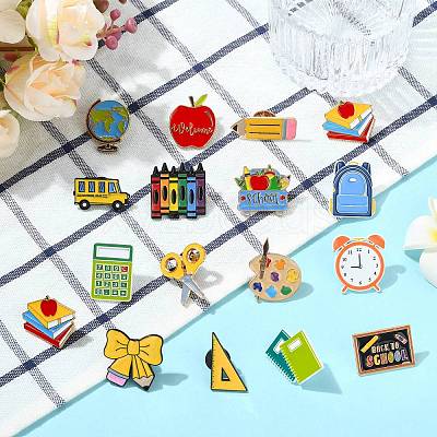 16Pcs 16 Styles Back To School Theme Enamel Pin JEWB-CJ0003-60-1