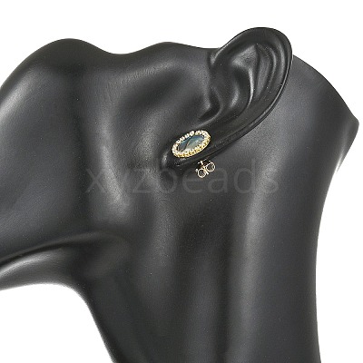 Paua Shell & Brass Stud Earrings for Women EJEW-JE07472-01-1