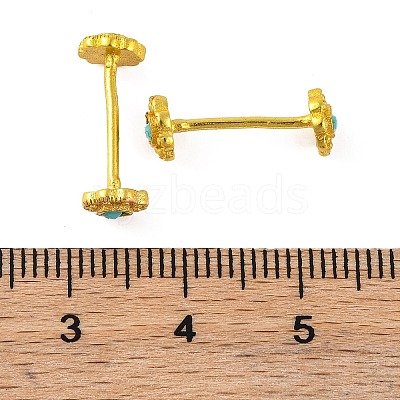 Brass with Synthetic Turquoise Stud Earring Findings KK-G502-13G-1