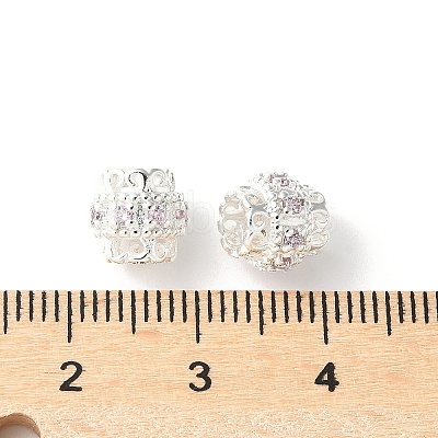 Brass Micro Pave Cubic Zirconia European Beads KK-U067-08S-05-1